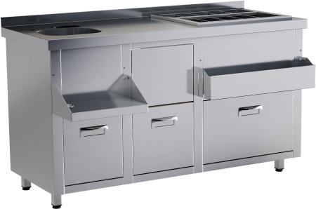 Барная станция RESTOINOX БСЗ1-15/6-05 с ящиками и вертушкой