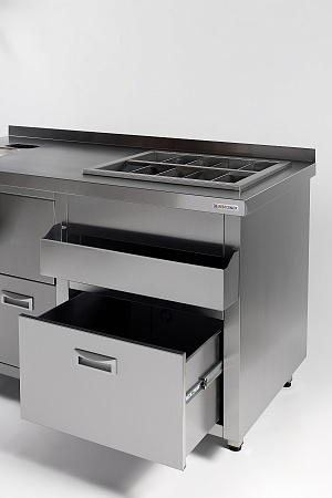 Барная станция RESTOINOX БСЗ1-15/7-05 с ящиками и вертушкой