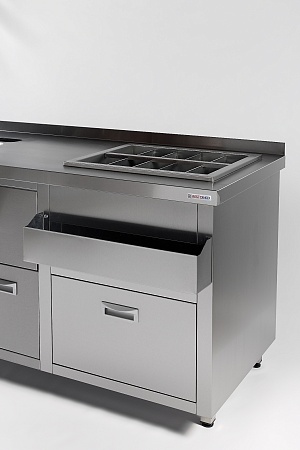 Барная станция RESTOINOX БСЗ1-15/7-05 с ящиками и вертушкой