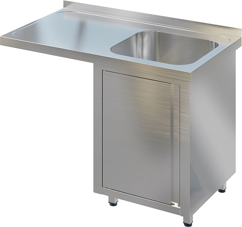 Ванна моечная с рабочей поверхностью RESTOINOX ВМЦЗРК/1-12/7-БП крыло под посудомойку слева