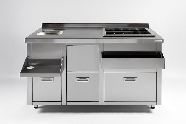 Барная станция RESTOINOX БСЗ1-15/7-05 с ящиками и вертушкой