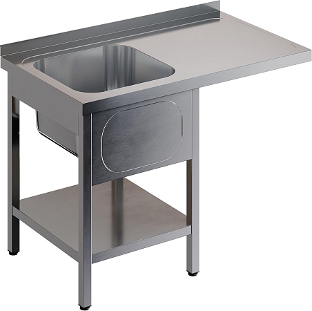 Ванна моечная с рабочей поверхностью RESTOINOX ВМЦРК/1-12/7-БЛ крыло под посудомойку справа
